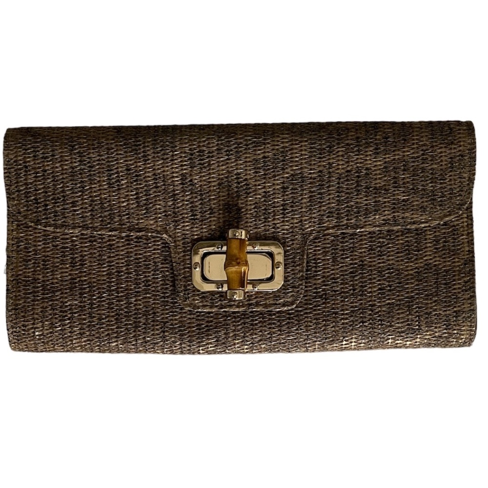 Straw Clutch with Bamboo Latch